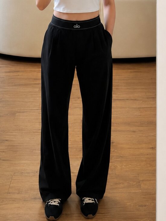 ALO Yoga Pants - NWT 😜 Alo Yoga Suit Up Trouser Black Regular 30" Wide Leg Travel Work Pants 🌸